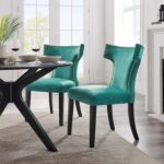 Modway Curve Performance Velvet Set of 2 Dining Chair, Teal