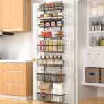 Moforoco 8-Tier Over The Door Pantry Organizer, Pantry Organization and Storage, Black Hanging Basket Wall Spice Rack Seasoning Shelves, Home & Kitchen Laundry Room Bathroom Essentials accessories