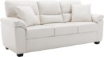 Morden Fort Faux Leather Sofa Couch, White Modern Luxury and Comfy Furniture Sleeper Couches for Living Room, Apartment, Office, Lounge Room