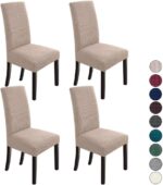 NORTHERN BROTHERS Dining Chair Covers Seat Parson Chair Slipcover for Dining Room Set of 4, Khaki