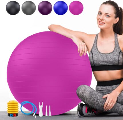 PL-0191 Pink 65cm Yoga Ball Anti-Burst for Pregnancy Birthing, Excersize with Quick Pump - 65cm PL-0191