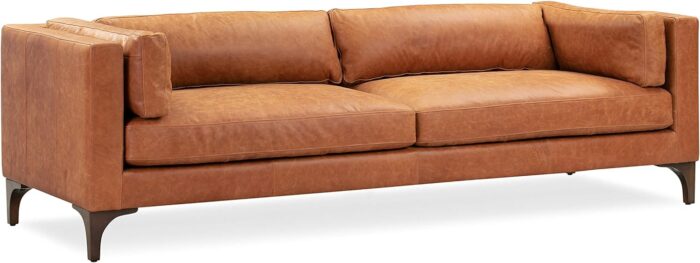 POLY & BARK Argan 93" Sofa in Full-Grain Pure-Aniline Italian Tanned Leather in Cognac Tan