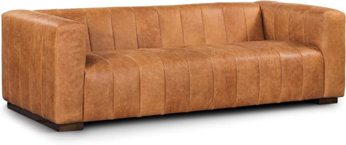 POLY & BARK Canale 86" Sofa in Full-Grain Pure-Aniline Italian Leather in Cognac Tan