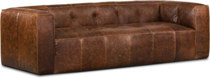 POLY & BARK Capa Sofa in Full-Grain Semi-Aniline Italian Tanned Leather in Chocolate Brown