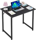 PayLessHere 32 inch Computer Desk,Office Desk with Metal Frame,Modern Simple Style for Home Office Study,Writing for Small Space,Black