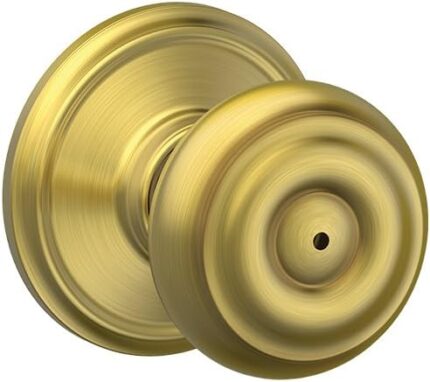 SCHLAGE F40 GEO 608 Georgian Knob Bed and Bath, Satin Brass