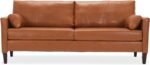 STARY 78 Inch Faux Leather Comfy Couch with Padded Cushions for Living Room Sofas, Brown