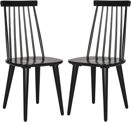 Safavieh American Homes Collection Burris Country Farmhouse Wood Black Spindle Side Chair (Set of 2)