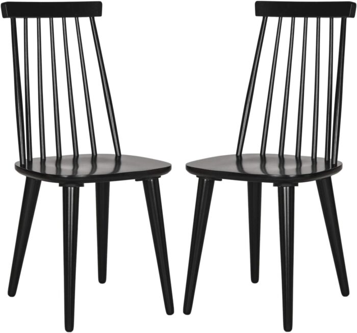 Safavieh American Homes Collection Burris Country Farmhouse Wood Black Spindle Side Chair (Set of 2)