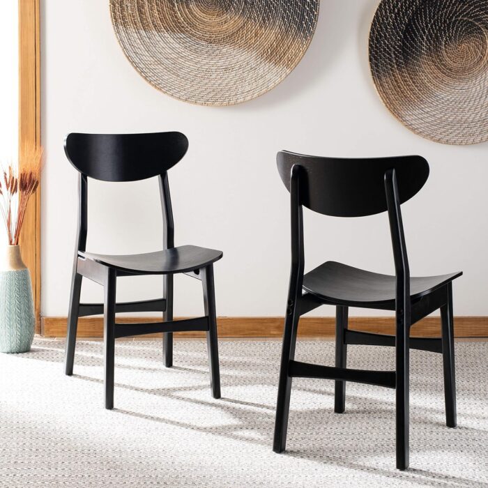 Safavieh Home Lucca Retro Black Dining Chair, Wood, Set of 2