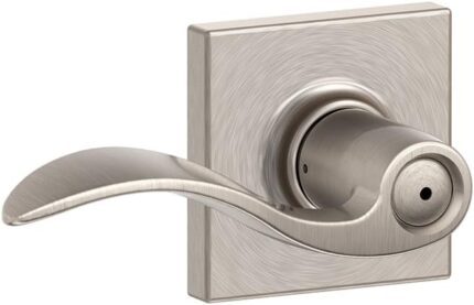 Schlage Accent Lever with Collins Trim Bed and Bath Lock in Satin Nickel - F40 ACC 619 COL