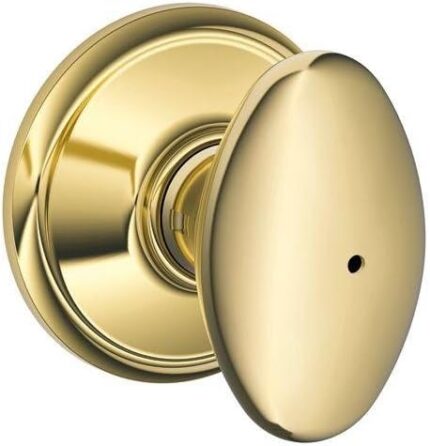 Schlage F40 SIE 605 16-080 10-027 Siena Bed and Bath Knob, Bright Brass