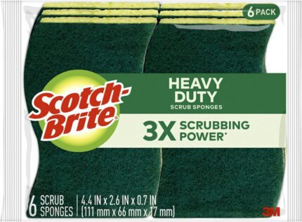 Scotch-Brite Heavy Duty Scrub Sponges, Sponges for Cleaning Kitchen and Household, Heavy Duty Sponges Safe for Non-Coated Cookware, 6 Scrubbing Sponges