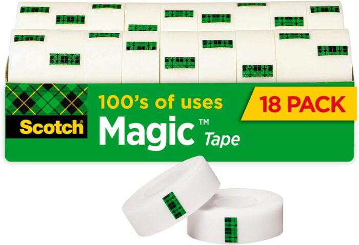 Scotch Magic Tape, Invisible, Home Office Supplies and Back to School Supplies for College and Classrooms, 18 Rolls