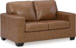 Signature Design by Ashley Bolsena Contemporary Leather Match Loveseat, Dark Brown