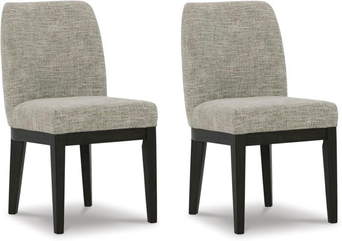 Signature Design by Ashley Burkhaus Traditional Upholstered Dining Chair, Set of 2, Dark Brown