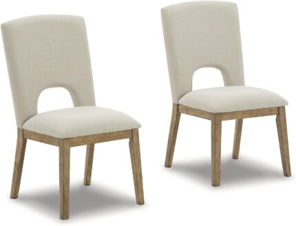 Signature Design by Ashley Dakmore Dining Upholstered Side Chair, 2 Count, Light Brown & Beige