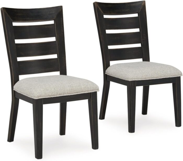 Signature Design by Ashley Galliden Dining Chair, Set of 2, 21" W x 24" D x 39" H, Black & Light Gray