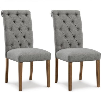 Signature Design by Ashley Harvina French Country 19" Tufted Upholstered Dining Chair, 2 Count, Gray