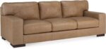 Signature Design by Ashley Lombardia Contemporary Leather Match Sofa, Light Brown