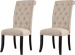 Signature Design by Ashley Tripton Classic Tufted Upholstered Armless Dining Chair, Set of 2, Beige