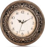 Silent Wall Clock, 13 Inch Vintage Large Wall Clock, Battery Operated Round Bathroom Clock, Non-Ticking Decorative Retro Analog Clock for Living Room, Office, Kitchen, School, Bedroom