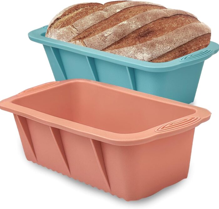 Silicone Bread Loaf Pan, 2 PCS Rectangular Non-Stick Baking Mold Pans for Oven, Bread, Cake, Easy Release