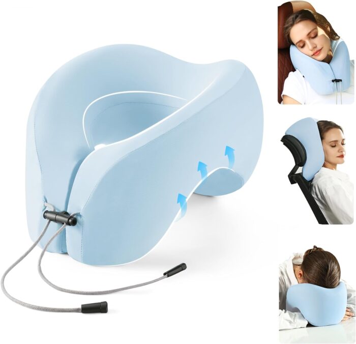 Travel Pillows for Airplanes, Advanced Neck Support for Long Flights, Face Down Pillow for Sleeping, U Shape Memory Foam Pillows for Traveling, Car, Home, Trains, Self-Driving Cars