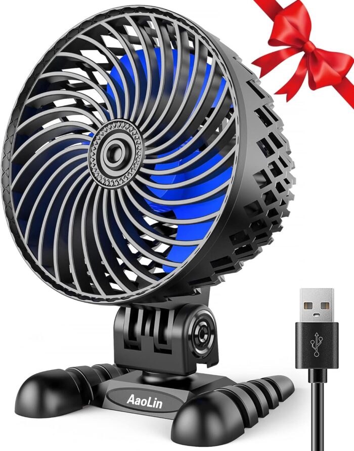 USB Desktop Small Fan, Stepless Speed Adjustment with Multiple Speed Levels, Portable Plug-in Personal Mini Fan,Quiet Powerful Airflow,Suitable for Office Home Dormitory Bedroom, 4.9 Feet Long Cable