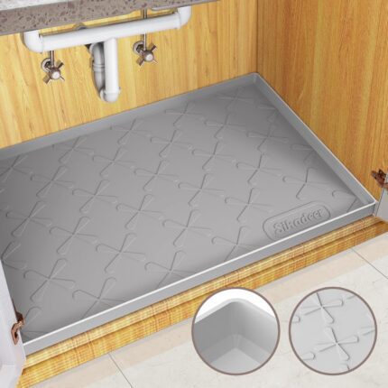 Under Sink Mat for Kitchen Waterproof, 40" x 22" Silicone Mat Cabinet Liner for Bathroom Under Sink Organizer with Raised Edge, Fits 42inch Standard Cabinet Under Sink Drip Tray Protector