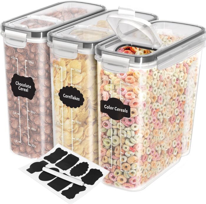 Utopia Kitchen Cereal Containers Storage - 3 Pack Airtight Food Storage Containers & Cereal Dispenser For Pantry Organization And Storage - Canister Sets For Kitchen Counter