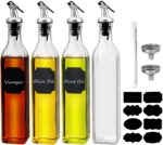 WERTIOO Oil Dispenser Bottle 4 Pack 17 OZ Glass Olive Oil and Vinegar Dispenser Set Oil Container with Funnel & Pen and Tag for Kitchen