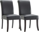 Watson & Whitely Upholstered Kitchen & Dining Room Chairs with High Back, Faux Leather Dining Chairs with Solid Wood Legs, Set of 2, Black