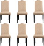 Yaheetech Dining Chairs Set of 6 Upholstered Parsons Chairs, Fabric Dining Room Kitchen Side Chair with Rubber Wood Legs and Nailhead Trim for Living Room, Khaki