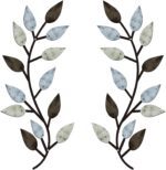 Zhengmy 2 Pieces Metal Tree Leaf Wall Decor Vine Olive Branch Leaf Wall Art Wrought Iron Scroll Above The Bed, Living Room, Outdoor Decoration (Pastel Colors)