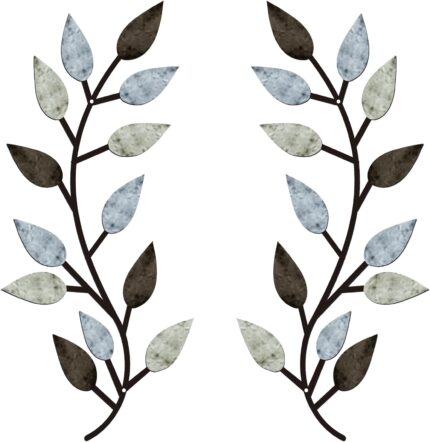 Zhengmy 2 Pieces Metal Tree Leaf Wall Decor Vine Olive Branch Leaf Wall Art Wrought Iron Scroll Above The Bed, Living Room, Outdoor Decoration (Pastel Colors)