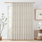 jinchan Linen Curtain for Living Room 90 Inch Length Extra Wide for Room Divider Crude Curtain Rustic Farmhouse Curtain Rod Pocket Back Tab Light Filtering Drapes Bedroom Window Curtain 1 Panel Ecru